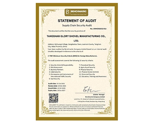 Tangshan Glory Shovel Manufacturing Co., Ltd. ha superado con éxito una audit...